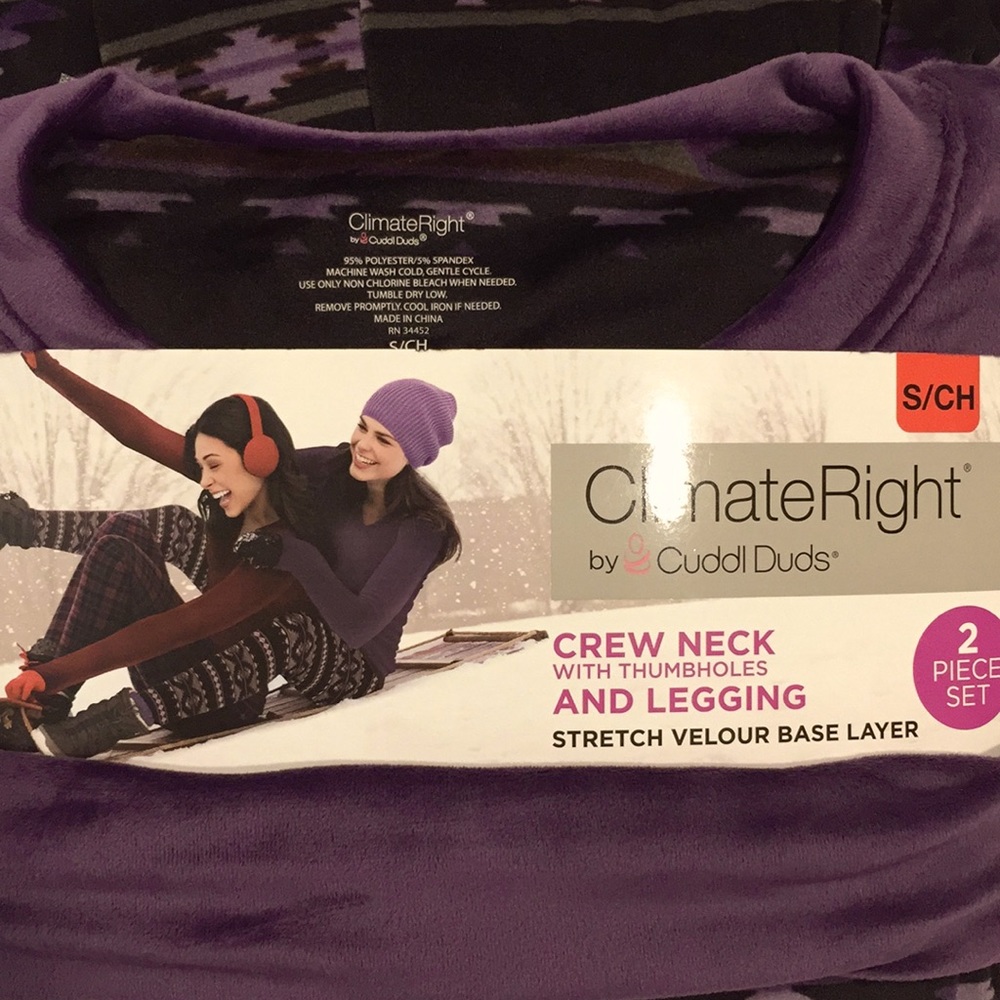 Climate Right by Cuddle Duds two piece set, Small
